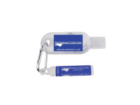 1 Oz. Tottle Antibacterial Hand Sanitizer With Carabiner & Clip Lip Balm